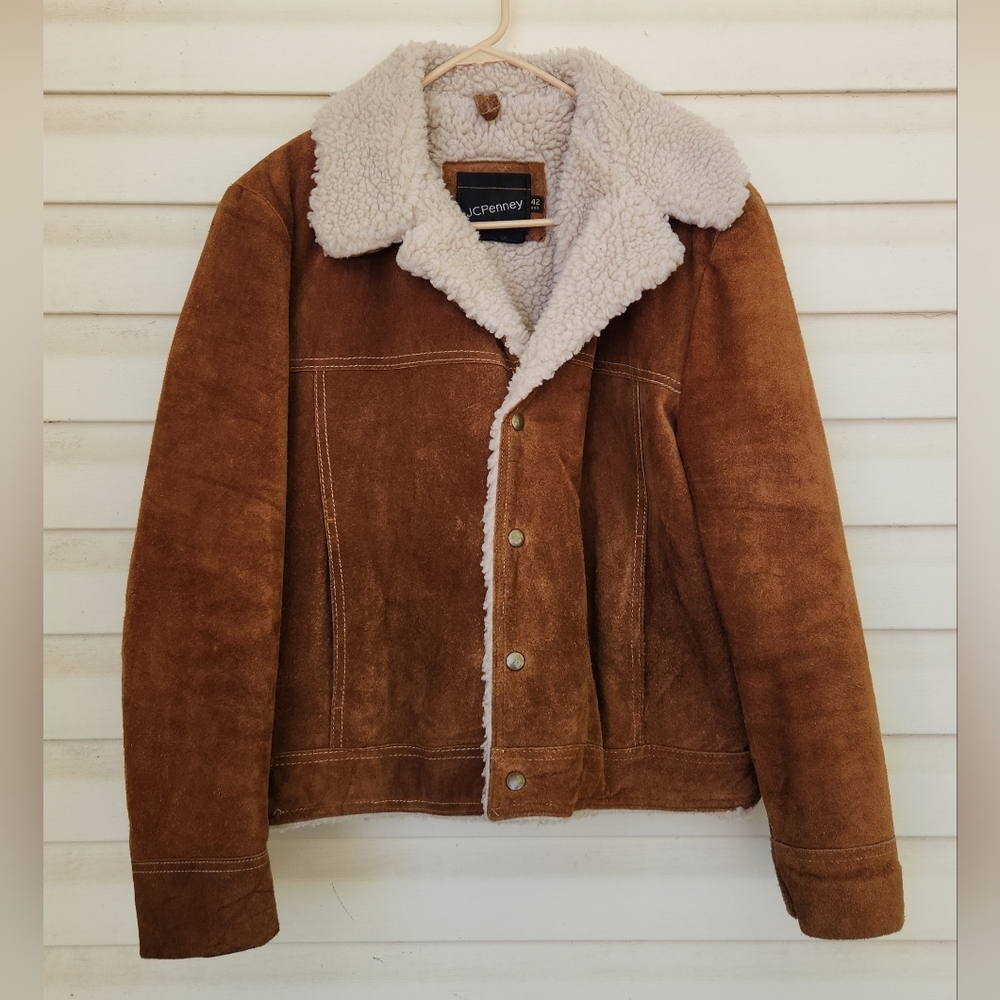 Mens Vintage Size 42 Suede Leather Jacket